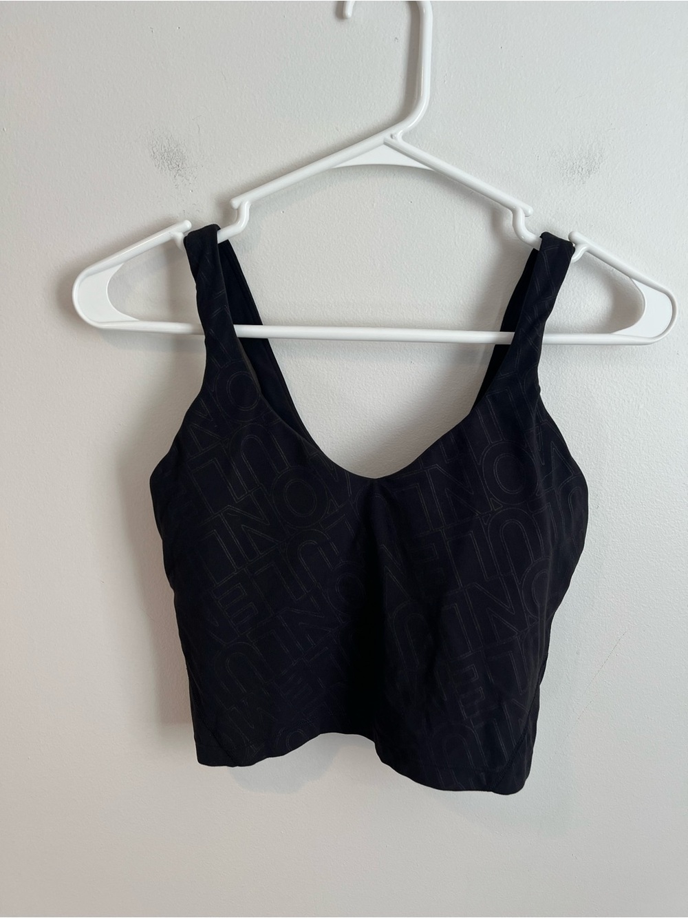 Lululemon Align Tank Top Size 6 Black Rare Linear Wordmark Embossed